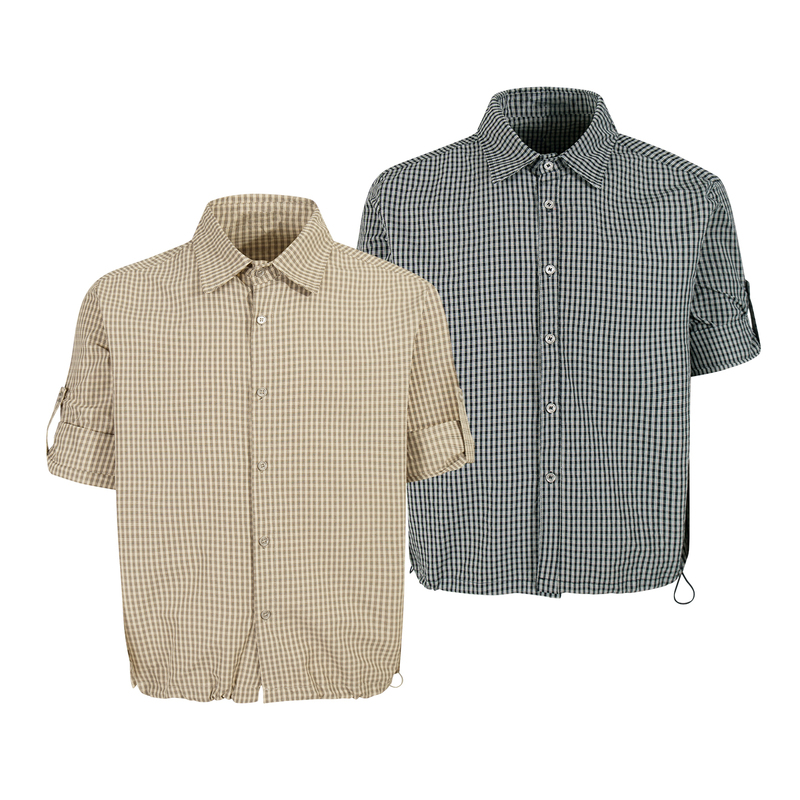 Dm Tenacious Retro Apricot Plaid Miu Style Short Wide Shirt Short-Sleeved Shirt Half-Sleeved Top Men's Summer Dm Tenacious Retro Apricot Plaid Miu Style Short Wide Shirt Short-Sleeved Shirt Half-Sleeved Top Men's Summer