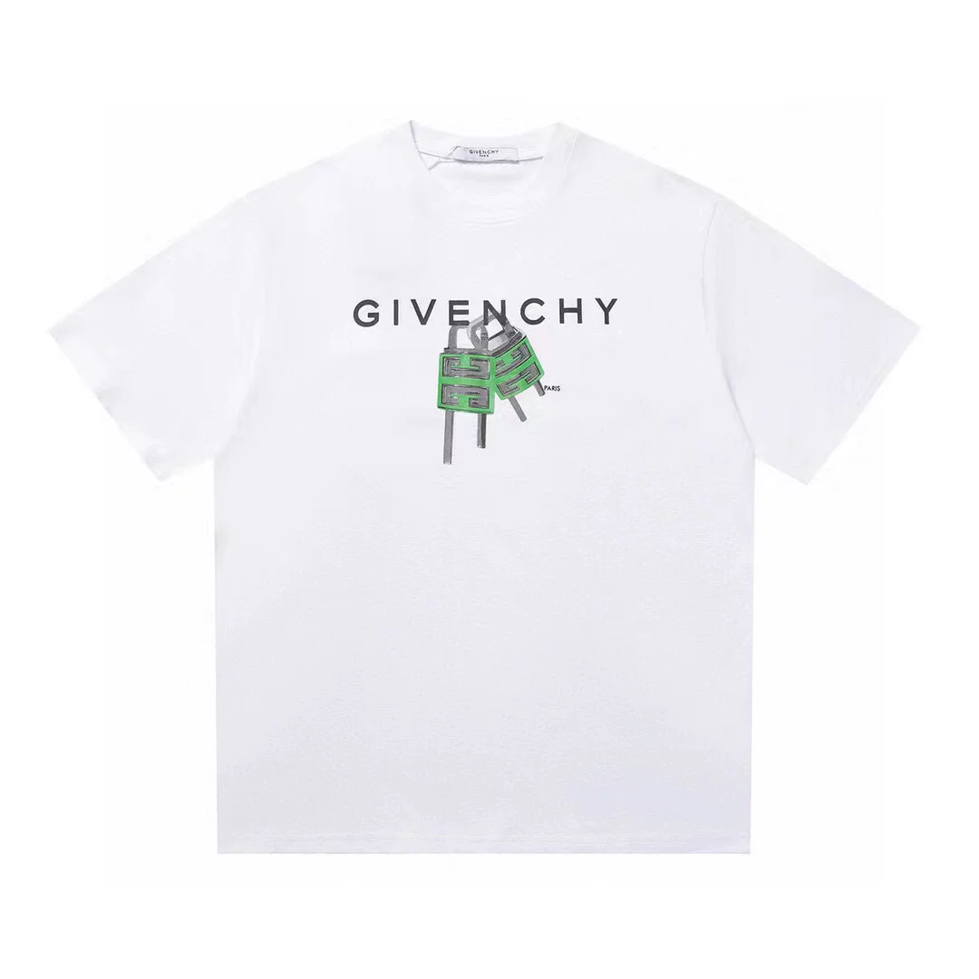 Givenchy, хлопковая летняя футболка для отдыха с круглым вырезом, свободный крой