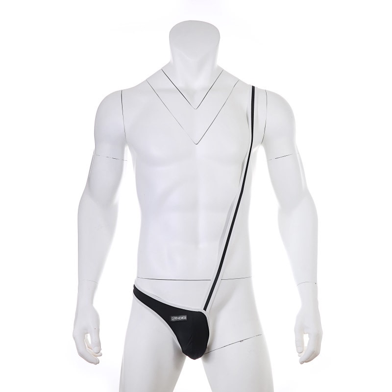 Men's Sexy Thong One-Piece Solid Color Low-Waist Elastic Band High-Elastic Youth Personality Striped One-Piece Underwear for Men