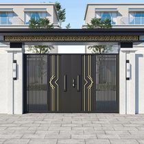 Villa gate iron courtyard door simple aluminum alloy garden fence door stainless steel double door yard door customization