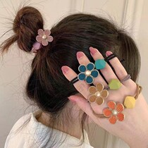 Hair tie Internet celebrity hot style s style hair ring leather sheath hair rope womens rubber band womens style new high-end flower hair accessories