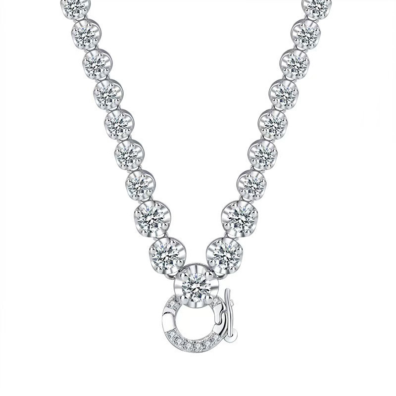 Серебряное ожерелье shigefuku珠宝s925银项炼镶嵌锆钻钻石炼闪闪发光百搭项炼万能扣