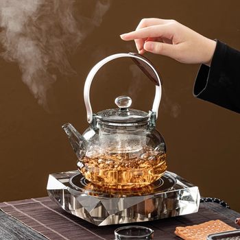 High-End Crystal Electric Ceramic Stove Set with High-Temperature Resistant Glass Kettle, Household Kettle, Silent Small Tea Maker, Tea Stove