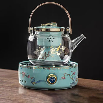 Tea Brewing Stove with Electric Ceramic Stove, Glass Tea Brewing Kettle, Tea Set, Household Fully Automatic Steam Tea Brewing Stove