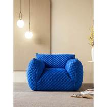 TAO wabi-sabi style living room light luxury Klein blue single solid wood sofa Italian fabric lazy blue fat man sofa