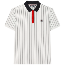 FILA Mens knitted lapel short-sleeved POLO shirt 2024 autumn new casual contrast striped T-shirt top