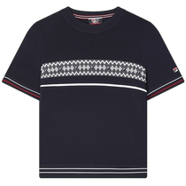 FILA official womens knitted sweater 2024 spring new fashion simple basic round neck casual short sleeves