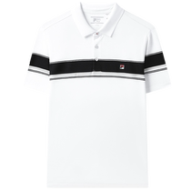 (Same style as Zhang Yixing) FILA mens short-sleeved POLO shirt 2023 summer lapel striped T-shirt