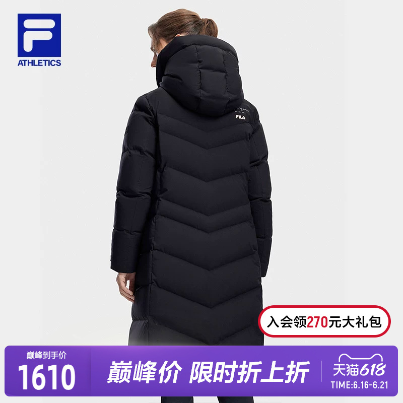 Fila Official Women's Long down Jacket 2023 Winter Basic Fitness Sports Hooded Top Fila Official Women's Long down Jacket 2023 Winter Basic Fitness Sports Hooded Top
