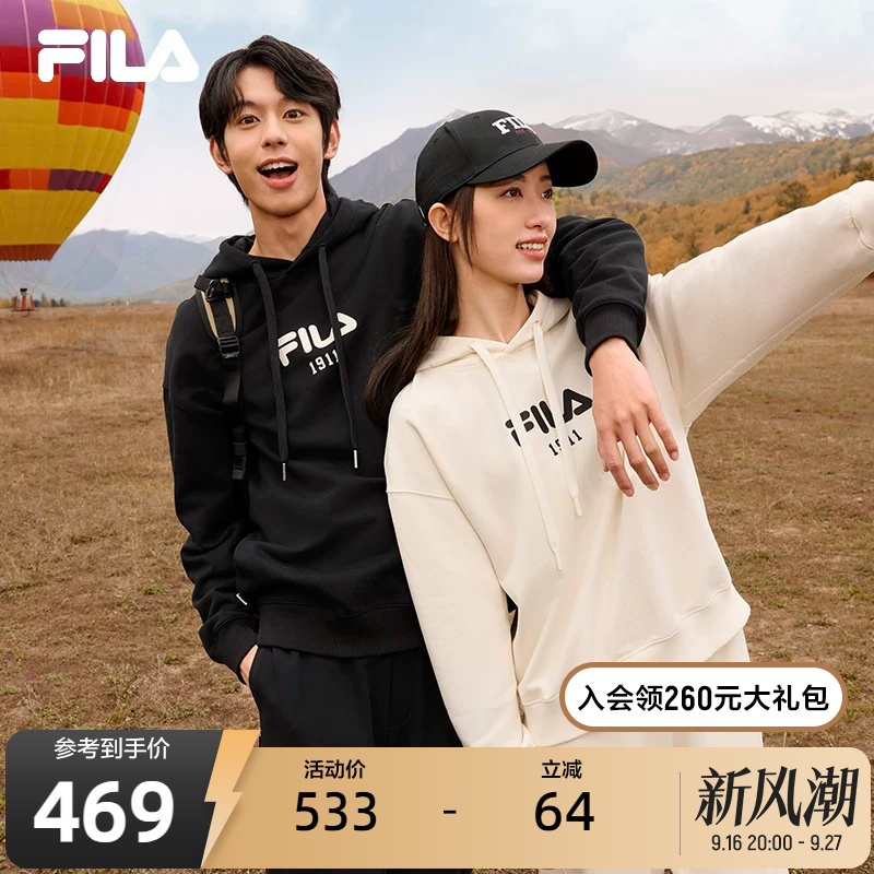 Fila Official Women's Sweatshirt Sports Pullover Autumn New Men's Couple Fleece-Lined Loose Top Fila Official Women's Sweatshirt Sports Pullover Autumn New Men's Couple Fleece-Lined Loose Top