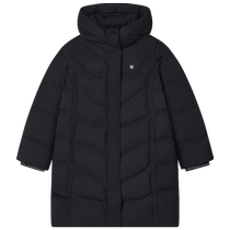 FILA official womens mid-length down jacket 2023 winter new casual hooded thickened thermal top for women