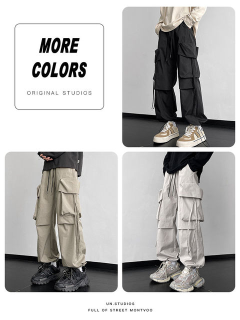 JeansWest American overalls ຜູ້ຊາຍ 2026 ພາກຮຽນ spring ໃຫມ່ວ່າງຊື່ trousers ຜູ້ຊາຍບາດເຈັບແລະ pants ກິລາຜູ້ຊາຍ