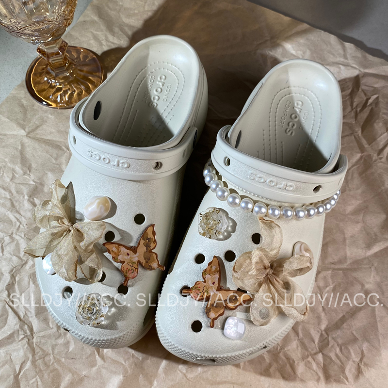 Zhuang Sheng Dreaming Butterfly~Withered Rose Shoe Buckle Ancient Style Butterfly Shoe Decoration Crocs Shoe Accessories DIY Detachable Accessories