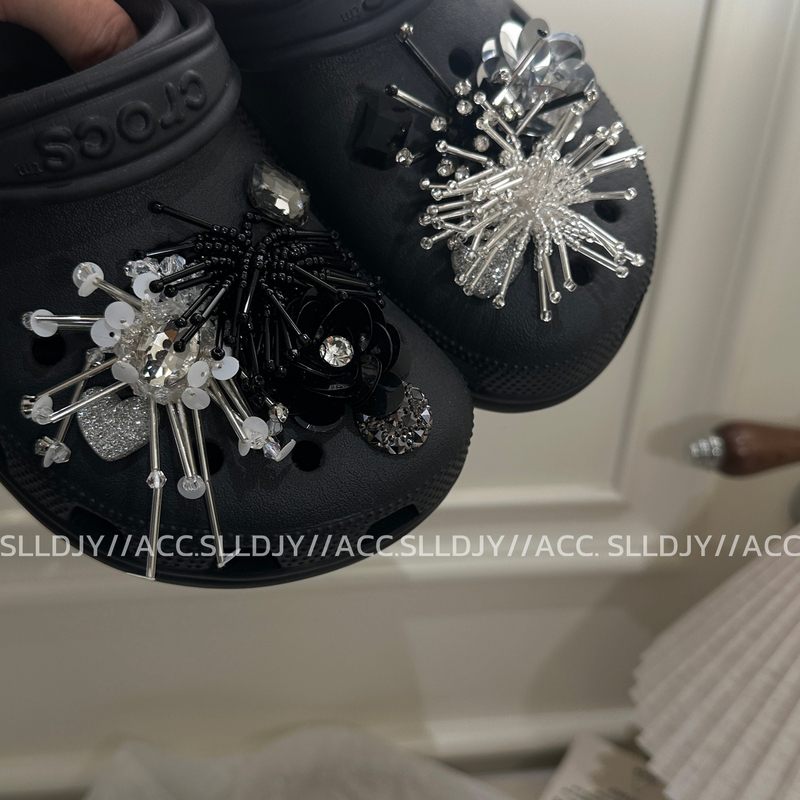 Day and Night Fireworks High-End Beaded Shoe Charms Hole Shoe Decorations Sequin Flowers DIY Accessories Crocs Shoe Chain Decoration