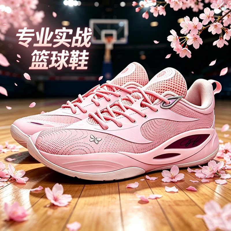 Sonic 9Low New Cherry Blossom Pink Professional Basketball Shoes for Men and Women, Youth Practical Competition Non-Slip Pink Sports Shoes