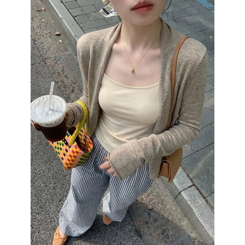 Very Pretty Knitted Cardigan, Thin Outerwear, Shawl, Air Conditioning Sun Protection Cover-Up Top, Women's Lazy and Relaxed Style Top Very Pretty Knitted Cardigan, Thin Outerwear, Shawl, Air Conditioning Sun Protection Cover-Up Top, Women's Lazy and Relaxed Style Top