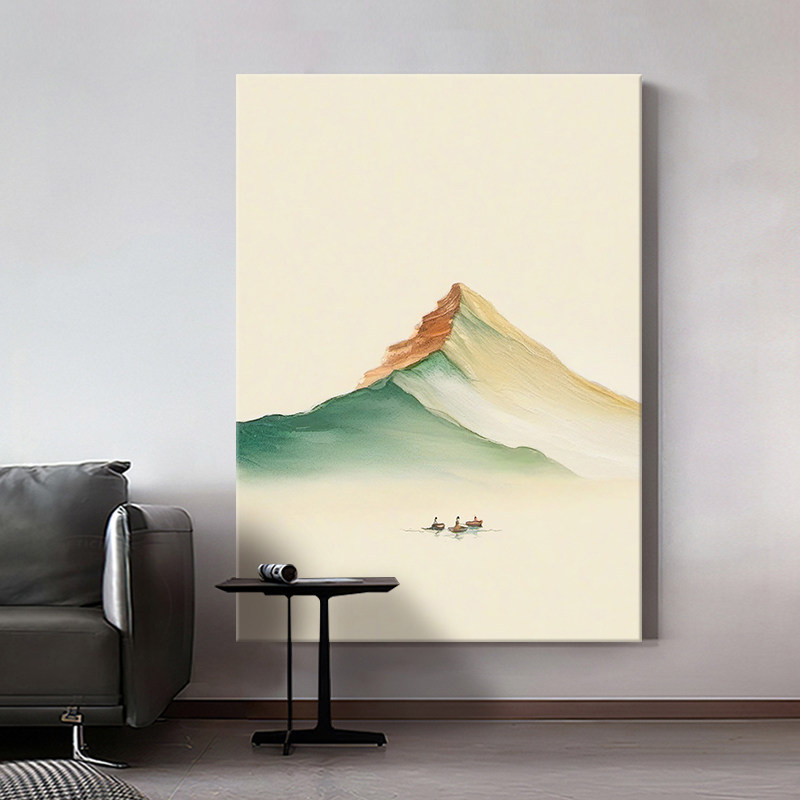 Sichuan-Style Aesthetic High-End Dining Room Entrance Wall Painting, Italian Minimalist Chinese Style Landscape Painting with Boats, Living Room Decorative Painting Sichuan-Style Aesthetic High-End Dining Room Entrance Wall Painting, Italian Minimalist Chinese Style Landscape Painting with Boats, Living Room Decorative Painting