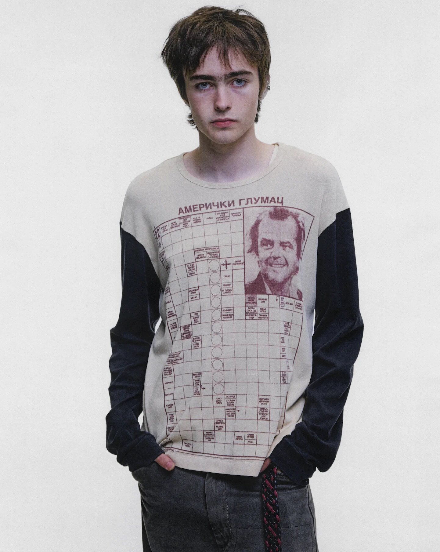 【 Alex Same 】 erd26ss melancholy Of one born with a silver spoon in one's mouth jack Twinkle calendar portrait Splicing Long sleeve