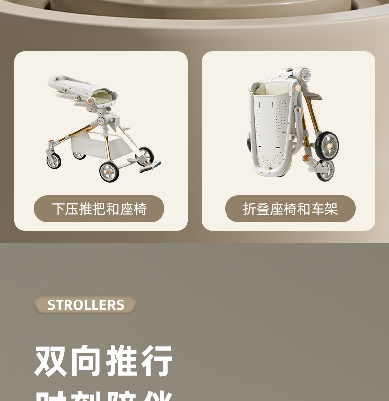 Трехколесный велосипед 遛娃神器2023新款轻便折叠婴儿车可坐躺高景观儿童溜娃宝宝手推车