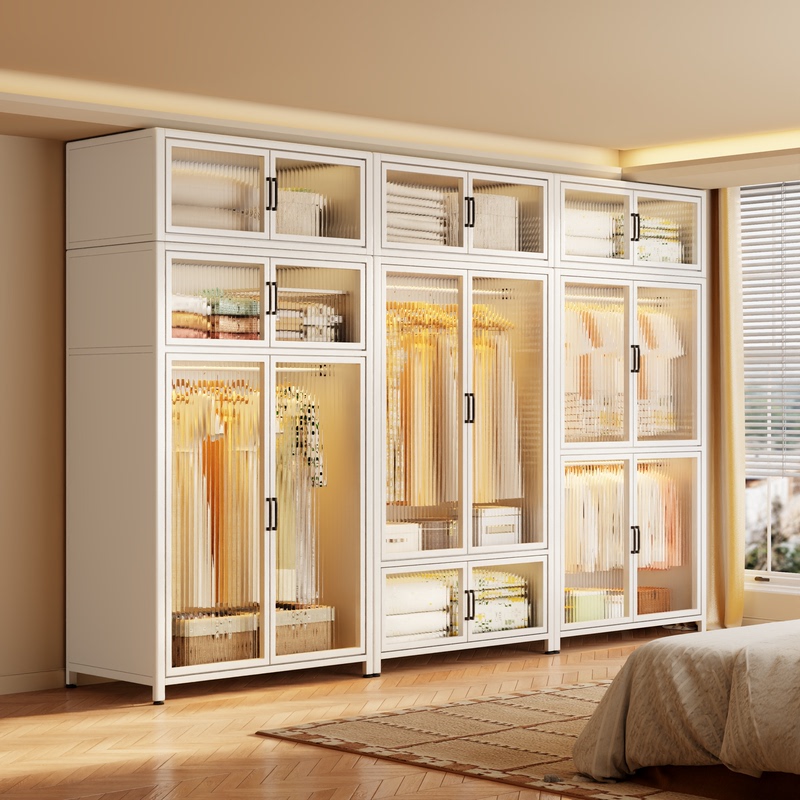 National Standard Steel Wardrobe, Multifunctional Dustproof Household Clothes Rack, Popular Bedroom Model, Easy-To-Assemble Storage Cabinet National Standard Steel Wardrobe, Multifunctional Dustproof Household Clothes Rack, Popular Bedroom Model, Easy-To-Assemble Storage Cabinet