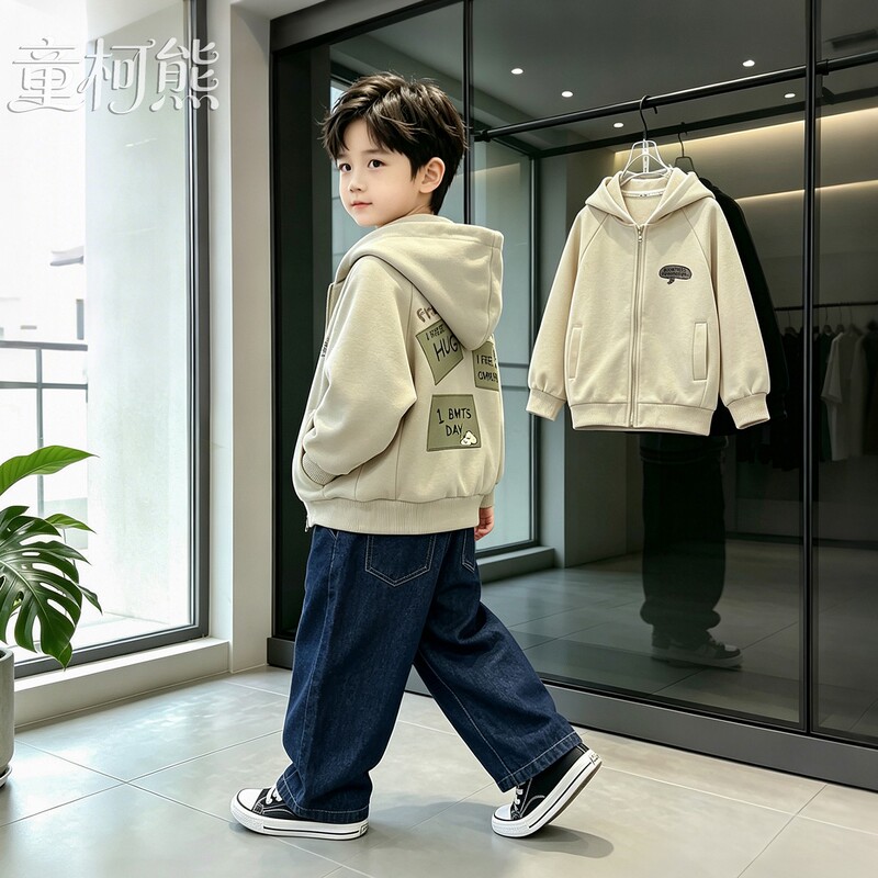 Children's Spring and Autumn Jacket 2026 New Stylish Casual Hooded Cardigan for Boys, Versatile Autumn Top for Older Kids Children's Spring and Autumn Jacket 2026 New Stylish Casual Hooded Cardigan for Boys, Versatile Autumn Top for Older Kids