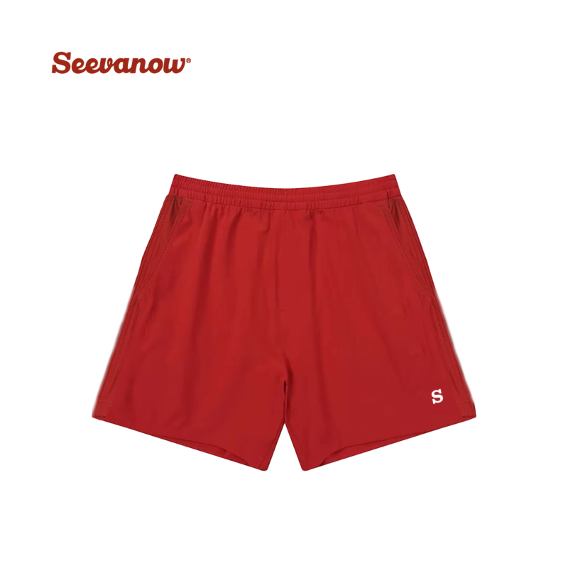 Seevanow Tennis Sports Shorts Women's Outdoor Running Shorts Men's Summer Moisture-Absorbent Quick-Drying Lightweight Red