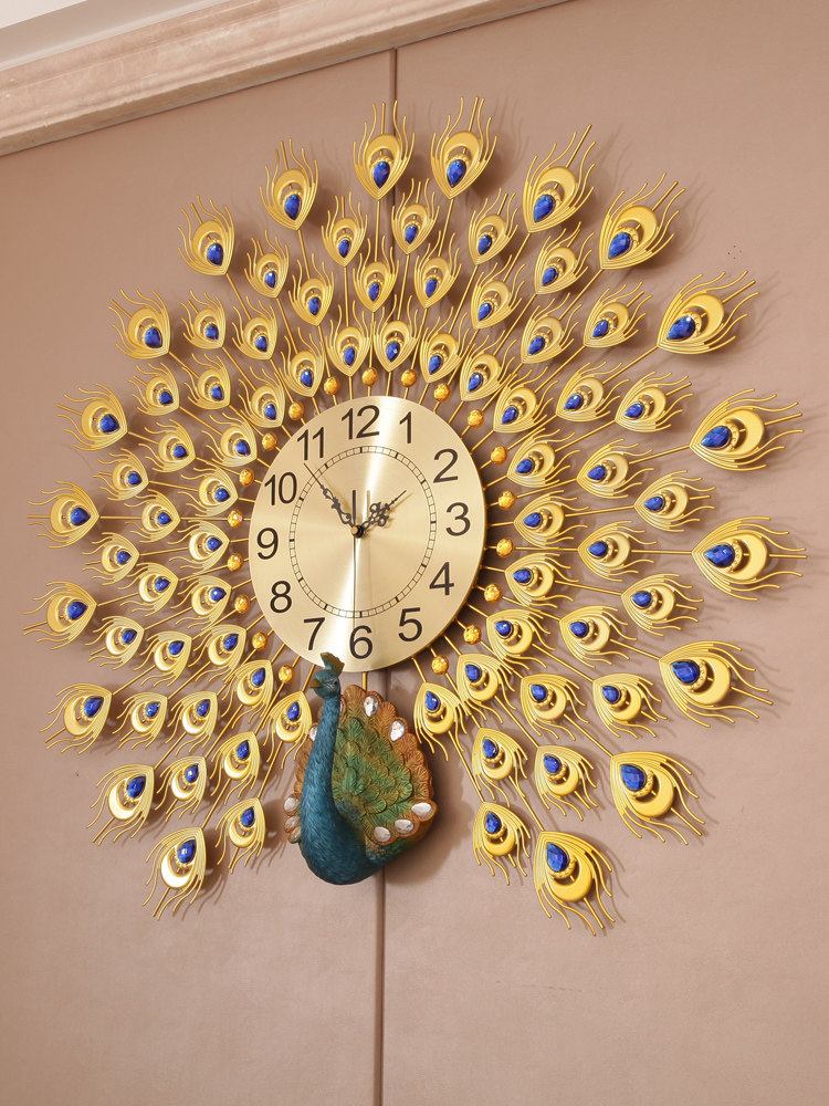 Peacock clock hanging clock Living room Home Fashion mute Modern Atmosphere Decorative Personality Creative Quartz Clock Hanging Watch-Taobao
