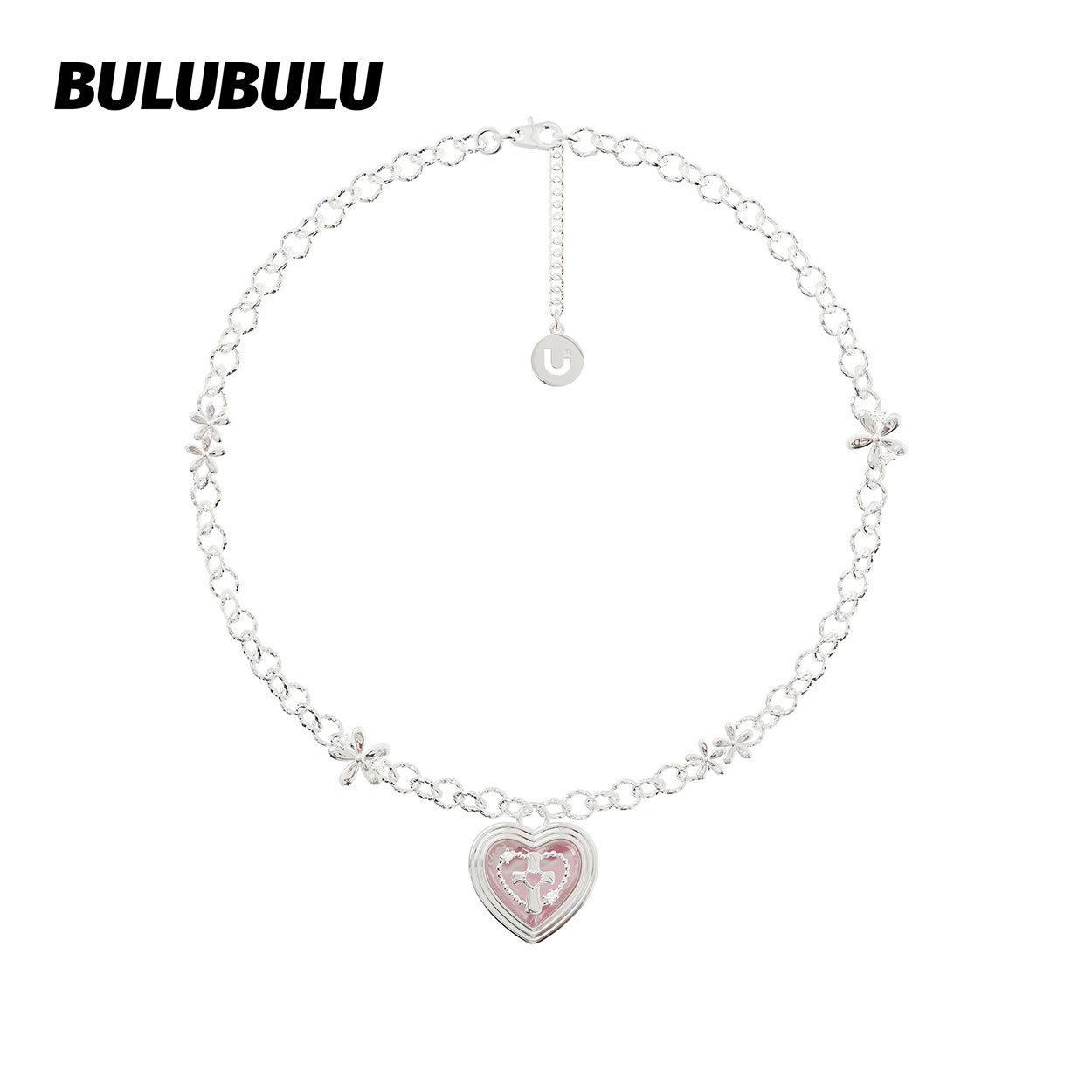 BULUBULU 運命シリーズ 愛の十字架 鎖骨ネックレス ニッチデザイナー オリジナル ピンクハートネックレス