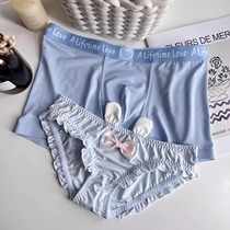 Cute little rabbit couple underwear one man and one woman pure sexual and emotional pure cotton inseam couples emotional briefs