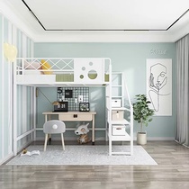 Elevated bed sheet small upper floor creative childrens adult loft style high and low bed table iron double-layer upper bed and empty space