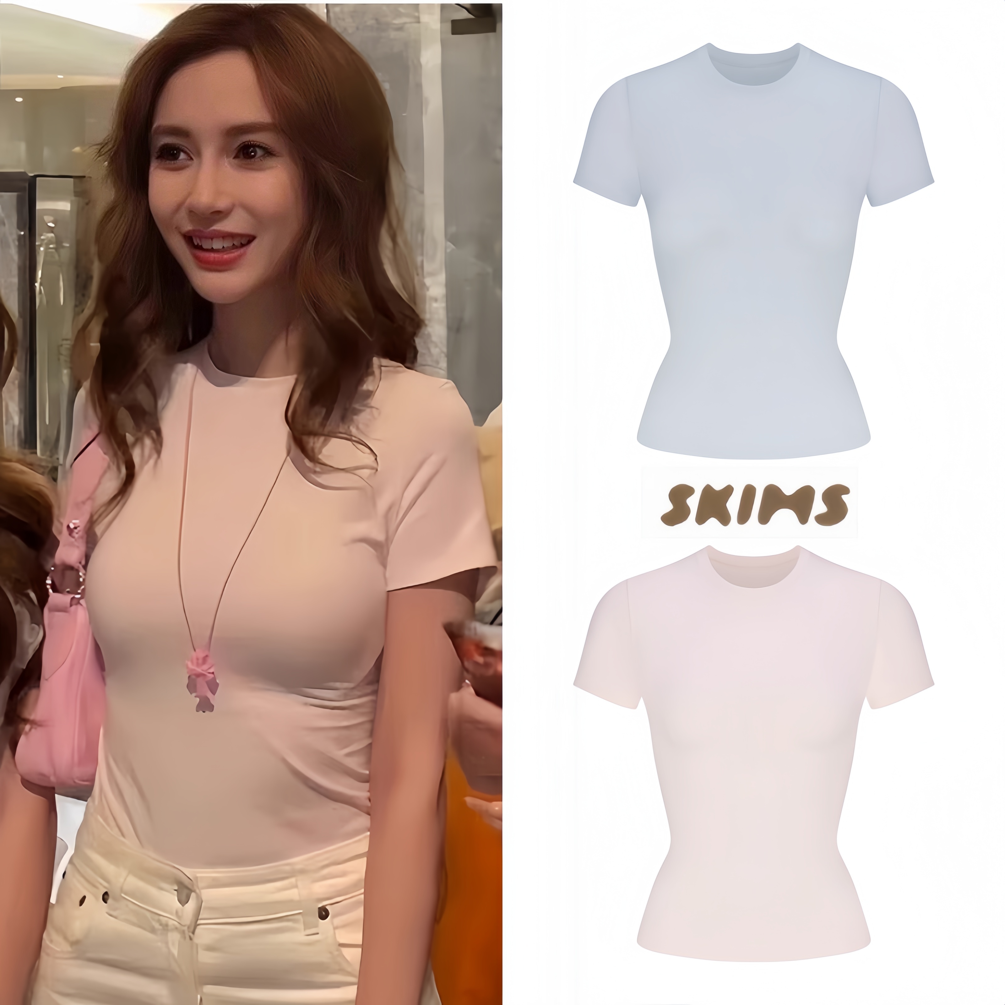 SKIMS カーダシアン アンジェラベイビー 同じ新色 ミルクシェイクパウダー コットンジャージー 半袖Tシャツ トップス