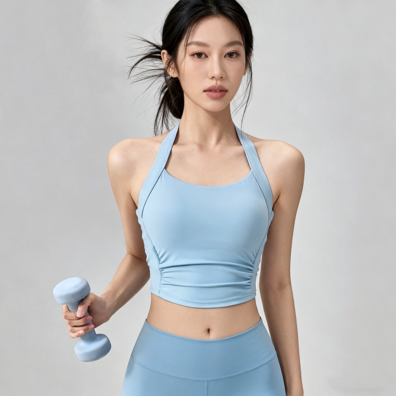 Fitness All-In-One Sports Bra, Shock-Proof, Push-Up, Outer Wear, Running Bra, Beautiful Back, Halter Neck Yoga Vest
