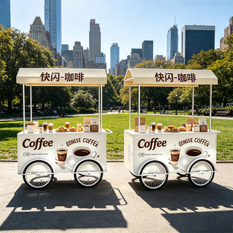 Outdoor Coffee Pop-Up Stall, Multi-Functional Mobile Sales Cart, Shopping Mall Event Promotion Display Cart