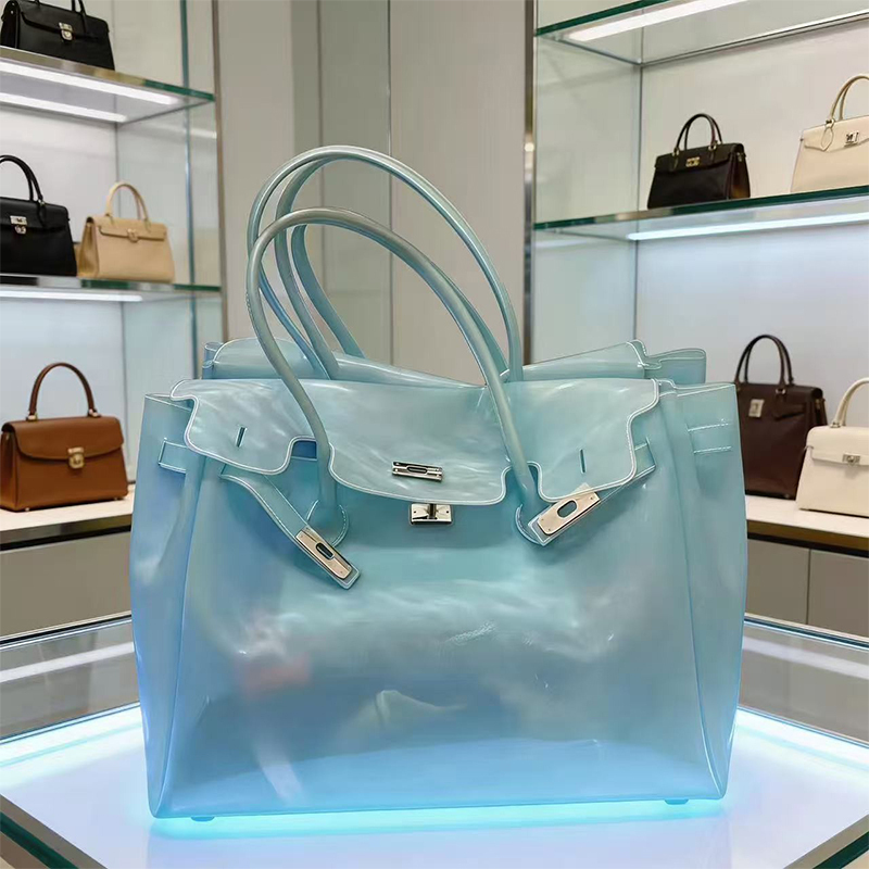 High-End Transparent Jelly Bag for Women 2026 New Large-Capacity Versatile Shoulder and Handbag Platinum Kelly Bag