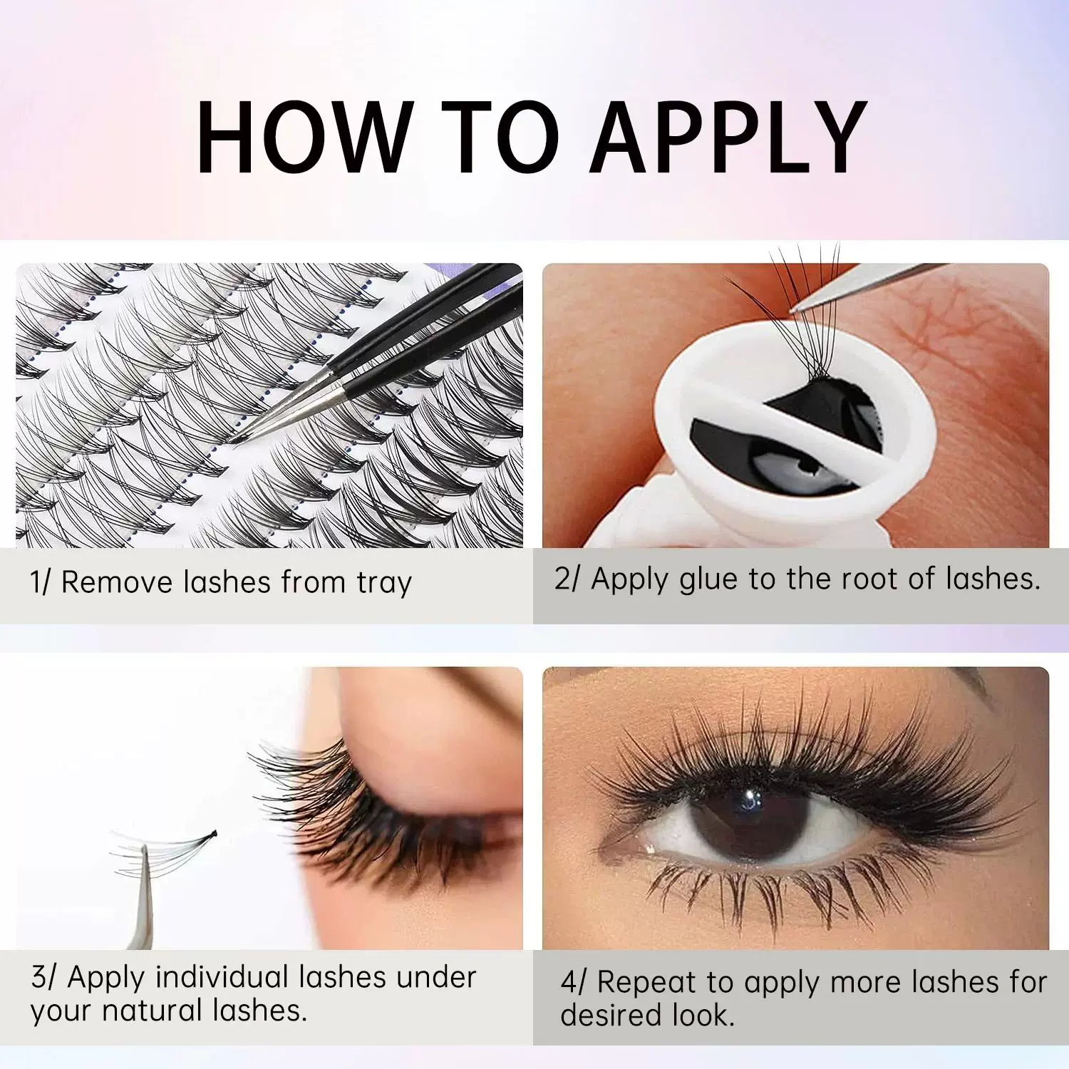 Eylaashes 240 шт. кластеров lash bond и seal makeup tools d