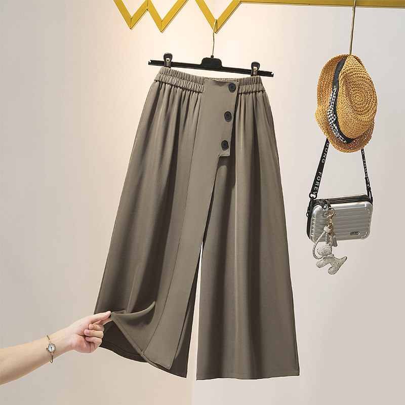 Shengyuzhu Women's Summer Thin Pants 2026 New Style Skirt Pants Plus Size Chiffon Wide-Leg Pants Six-Point Short Pants