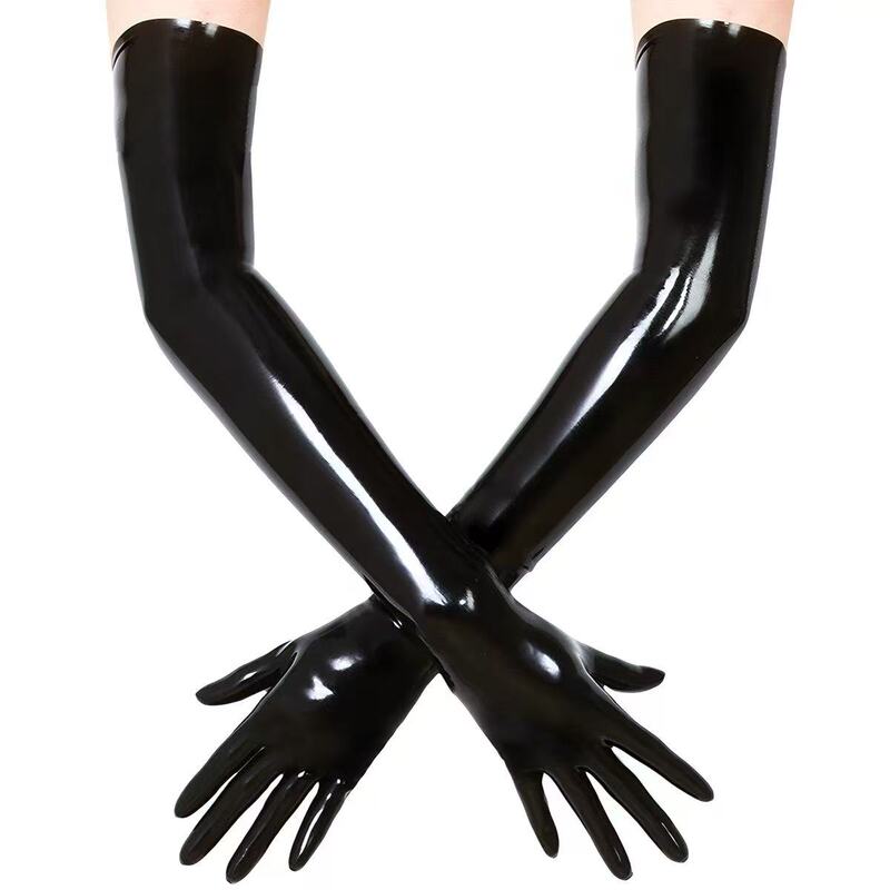 Latex Long Gloves Latex Black Glossy Protective Waterproof Rubber Player Leather Gloves Cosplay Fun Latex Long Gloves Latex Black Glossy Protective Waterproof Rubber Player Leather Gloves Cosplay Fun