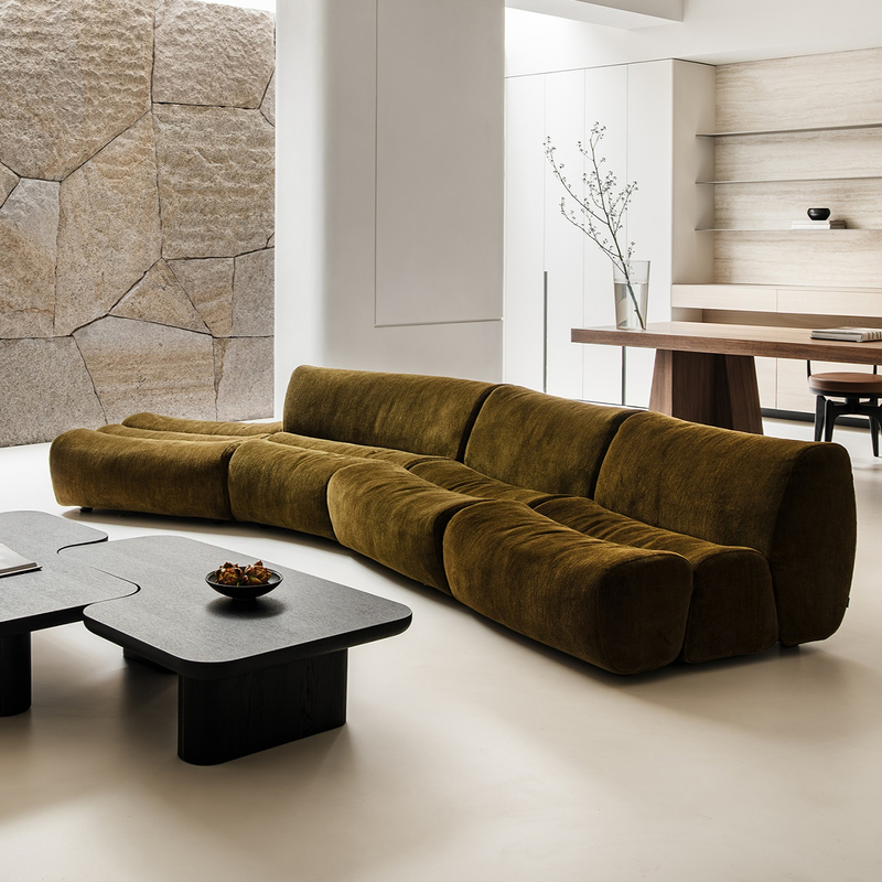 Joeden/Ernest Bamboo Joint Sofa Italian Minimalist Large Flat Living Room Chenille Fabric Sofa Modular Combination