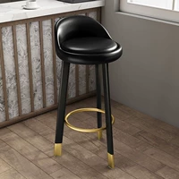 #60 см стальной стабильный стабильный стул ноги/черная кожа-Black Gold C113