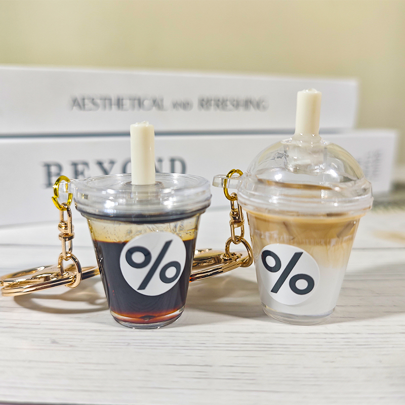 Simulated Coffee Keychain Iced American Latte Coffee Fridge Magnet or Pendant Gacha Student Couple Bag Accessory
