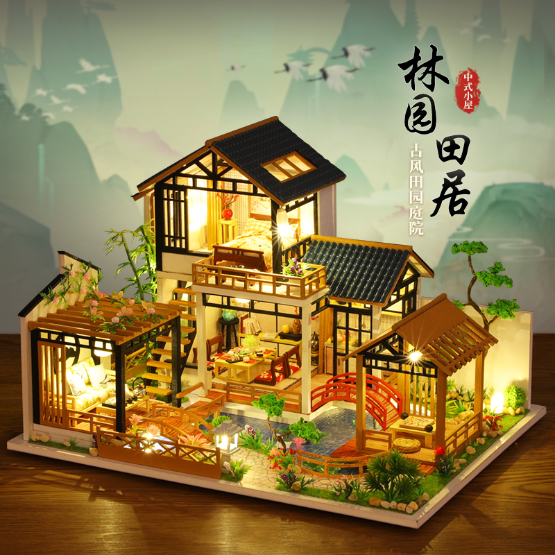 DIY Cottage Forest Garden Chinese-Style Villa Handmade Assembled Model Building Creative Birthday Gift for Women