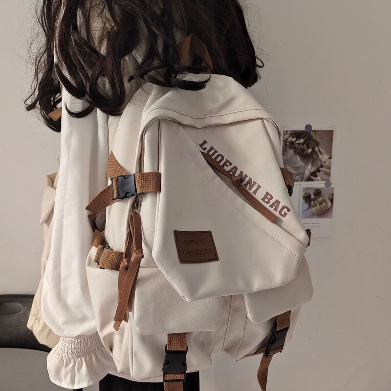 Japanese Retro Backpack for Junior High School Girls, Men's Retro Workwear Large Capacity Dirt-Resistant Backpack, Middle School Backpack