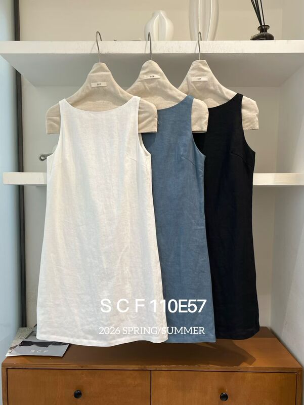 Hepburn Style Classic and Elegant Simple and Refreshing Linen Tank Dress