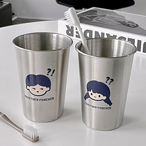 Question mark boy girl couple 304 stainless steel mouthwash cup ins high appearance simple cartoon creative toothbrush washing
