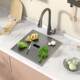 304 Honeycomb Embossed Small Sink Bar Invisible Single-Slot with Cover Western Kitchen Hidden Island Sink