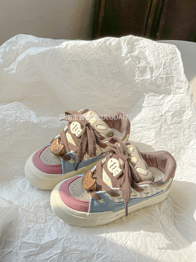 韩系百搭chic鞋子爆款板鞋女款2025新款春夏厚底小白鞋学生面包鞋