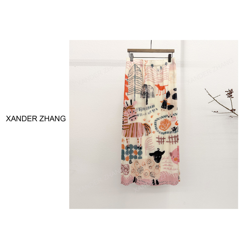 Pink Zoo Age-Reducing Illustration Pleated Skirt Ybh1K506 Fashionable and Versatile Texture Pink Zoo Age-Reducing Illustration Pleated Skirt Ybh1K506 Fashionable and Versatile Texture