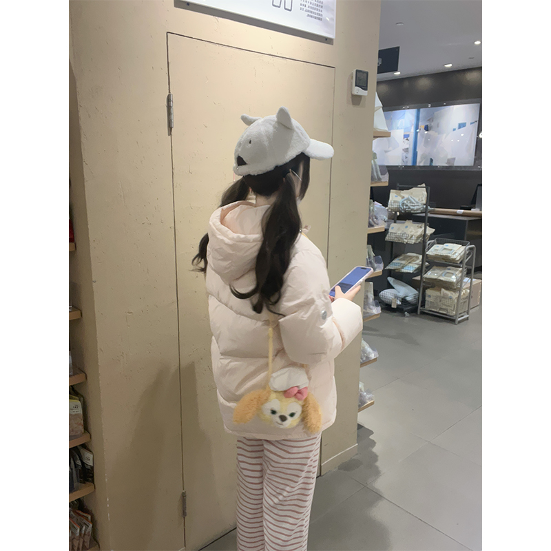 Kunmi Puff Iceberry Cream 90 White Duck down Short down Jacket Women's 25 Style Winter Loose Hooded Coat