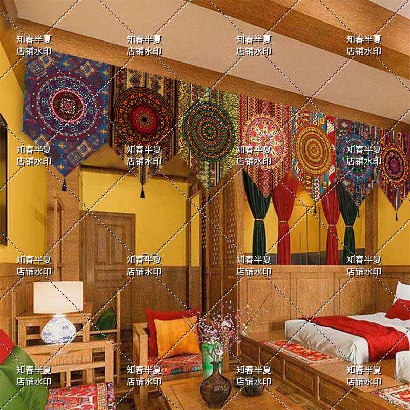 Bohemian Ethnic Style Triangular Decorative Cloth Ethnic Folk Tavern Restaurant Fabric Hanging Painting Hanging Curtain Cloth Painting