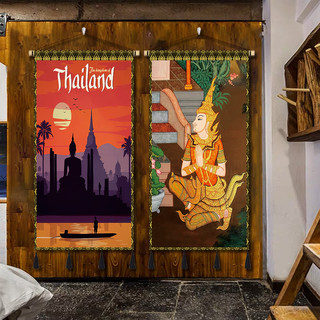 东南亚泰式布艺装饰挂画泰式餐厅瑜伽馆民宿酒店室内挂毯背景布画